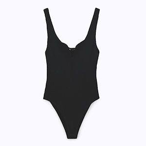 Zara black tank bodysuit with sweetheart neckline sz S